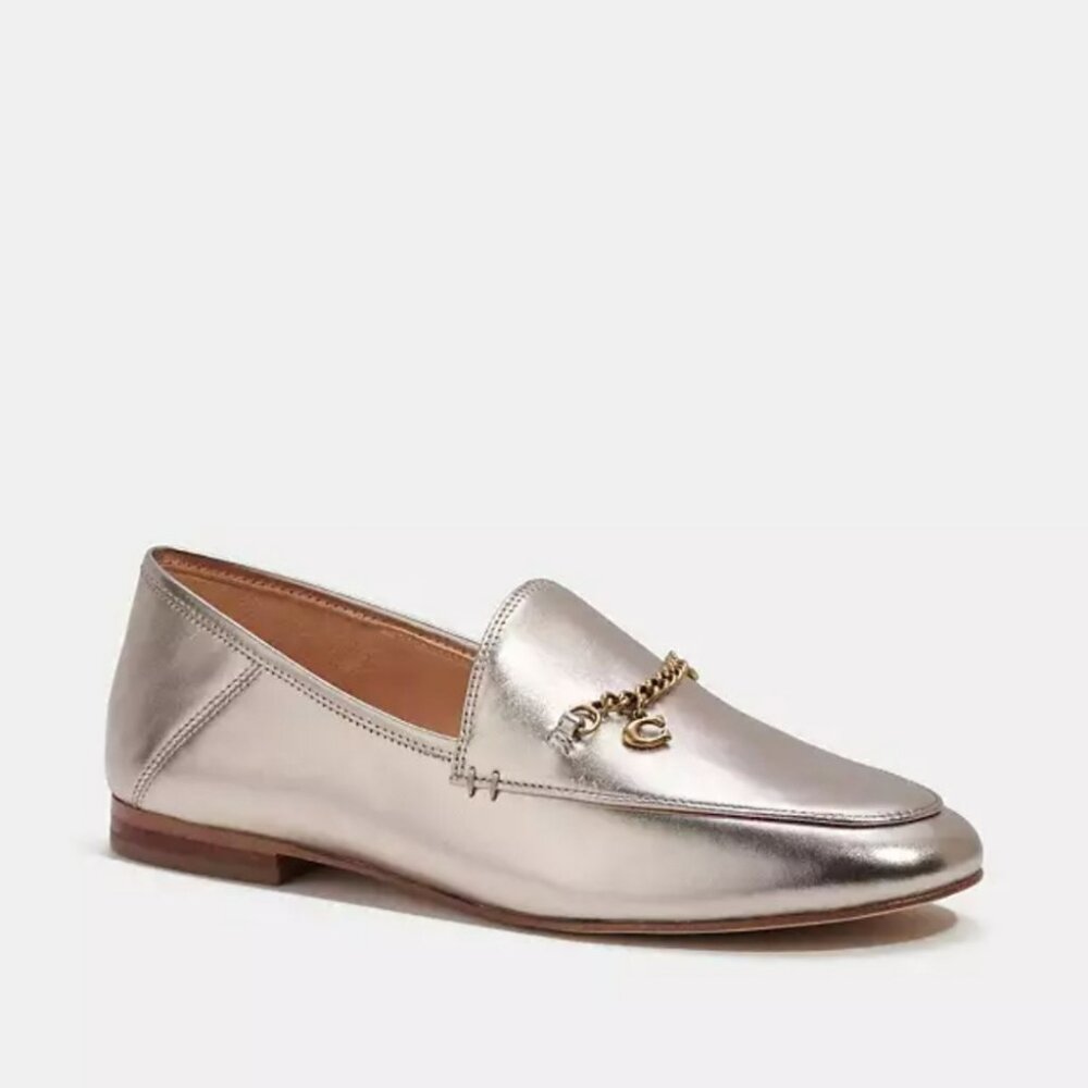 COACH | BNIB Metallic Gold Leather Hanna Loafer (Size 9.5) - Picture 1 of 13